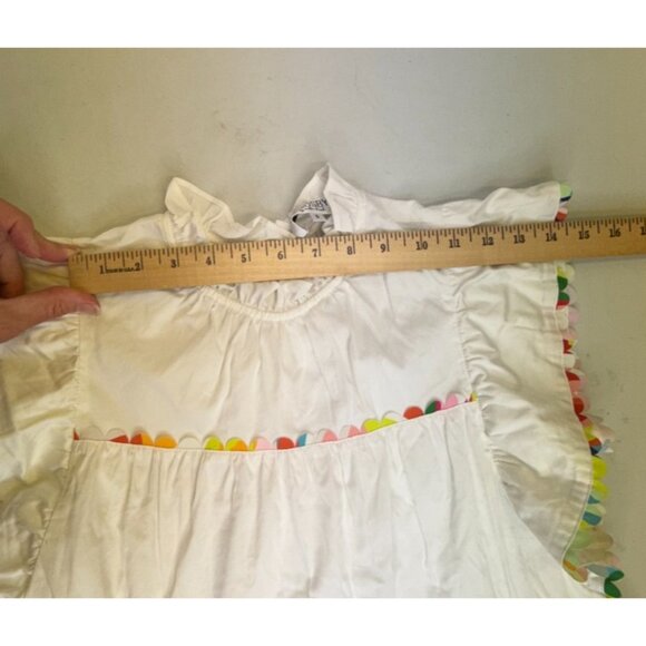 Crosby by Mollie Burch Nadine White Blouse Colorful Trim Size Small Cotton Blend - Picture 7 of 11